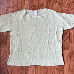 Chicos Metallic Sherbet Green Knit Top